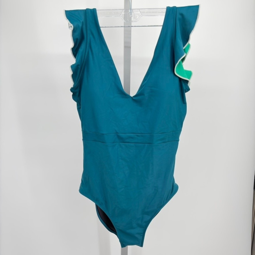 Summersalt Long Torso Ruffle Backflip One Piece Swimsuit 10LT Seaglass Seaweed - Picture 4 of 13